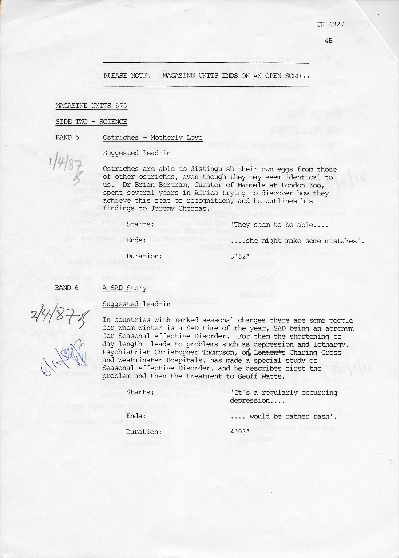 Inserts from CN 4927